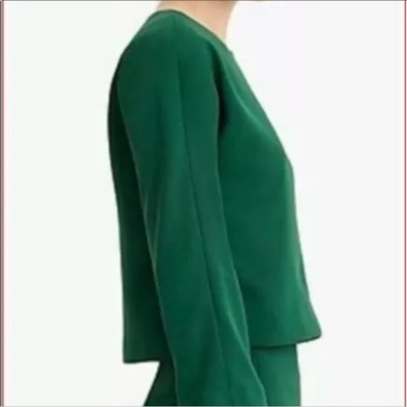 J.Crew Cropped long-sleeve top in 365 crepe Emerald Jade Green Size 6 - Picture 9 of 16